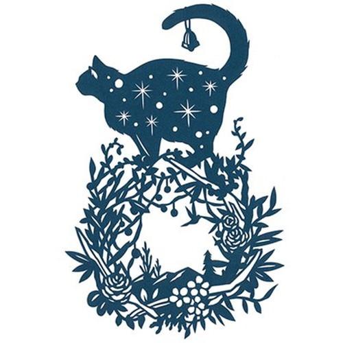 5セット トラストプリンティング 切り絵キット ねこリース/cat wreath-A4blue-S ...