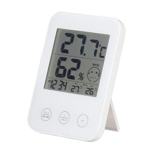 YAZAWA 熱中症・インフルエンザ警報付きデジタル温湿度計 ホワイト DO05WH 代引不可
