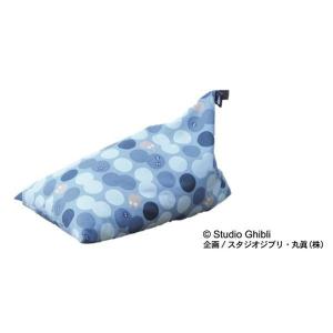 丸眞 となりのトトロ 水玉トトロ 高い素材 ビーズクッション ジュニアサイズ ブルー M