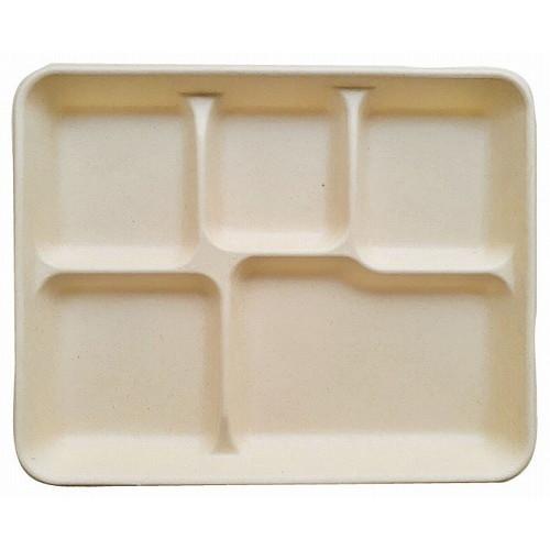 パルプモールド容器 ムギ&amp;タケトレイ 50枚入 5仕切 AGM-18 代引不可