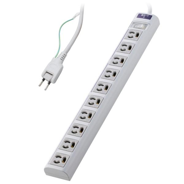電源タップ 3ピン 10個口 2m マグネット 雷ガード 抜け止め コード側5口一括スイッチ オフィ...