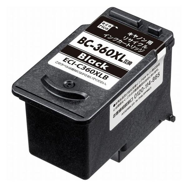 エコリカ CANON キヤノン BC-360XL 対応 リサイクル インク カートリッジ 大容量 残...