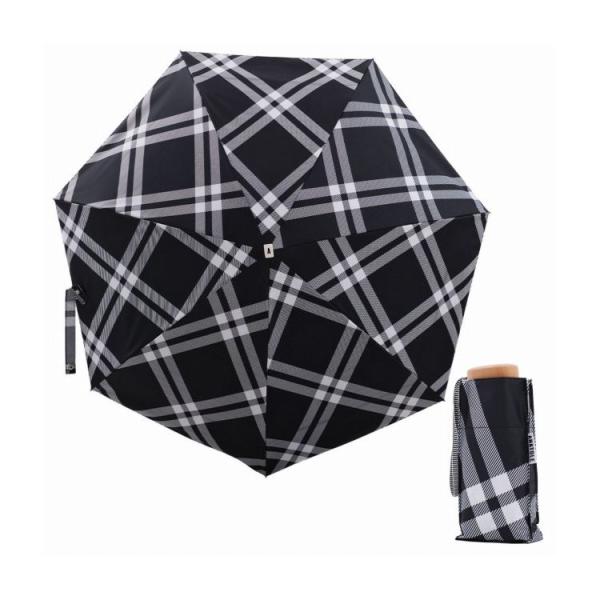 コンパクト 折りたたみ 日傘 SUN BASIC TWEED CHECK 親骨50cm 直径85cm...
