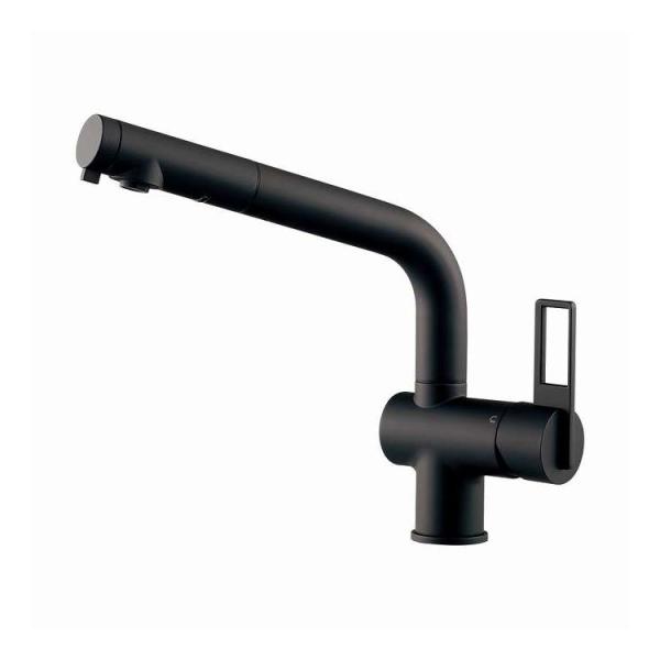 シングルレバー引出し混合栓 マットブラック カクダイ 118-051-MD 代引不可