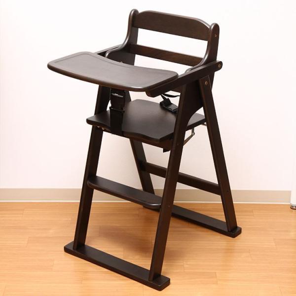 木製 折リ畳み ベビーチェアー ブラウン 幅43cm 奥行63cm 高さ83cm 座面高さ:50.5...