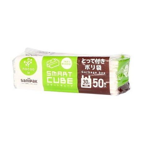 単品20個セット CCS39 スマートキューブ とって付きポリ袋 30L 50枚 半透明 nocoo...