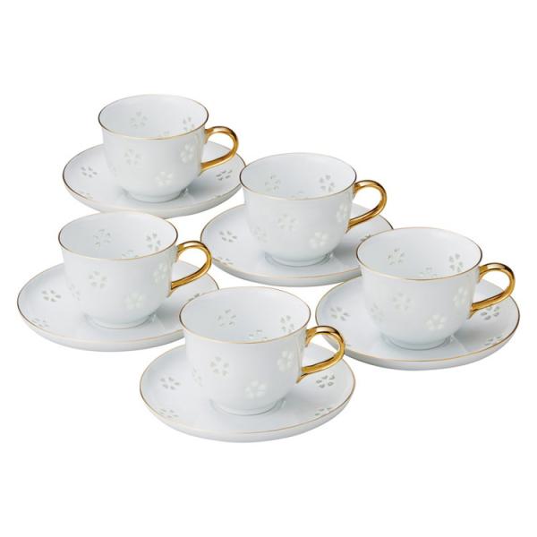 水晶彫桜花詰金巻珈琲碗皿5客 丹心窯 置時計 996832 代引不可