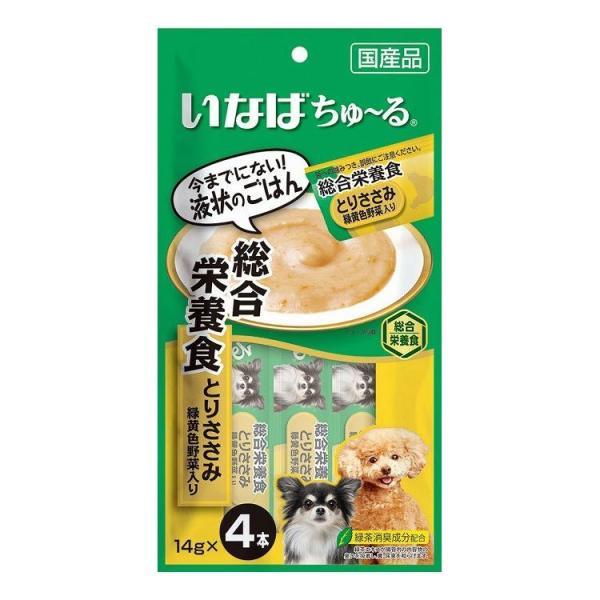 いなばペットフード Wanちゅ~る 総合栄養食 とりささみ 緑黄色野菜入り 14g×4本 いなば