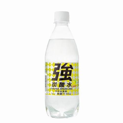 友桝飲料 強炭酸水 レモン ペット 500ml x24 24個セット 代引不可