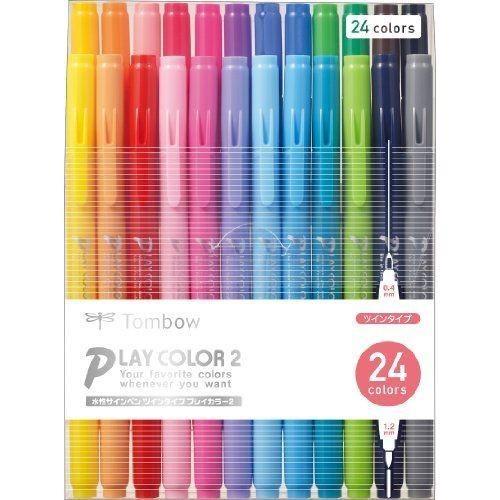 まとめ買い3個セット トンボ鉛筆 プレイカラー2 24色セット 文房具 文具 水性 カラーサインペン サインペン