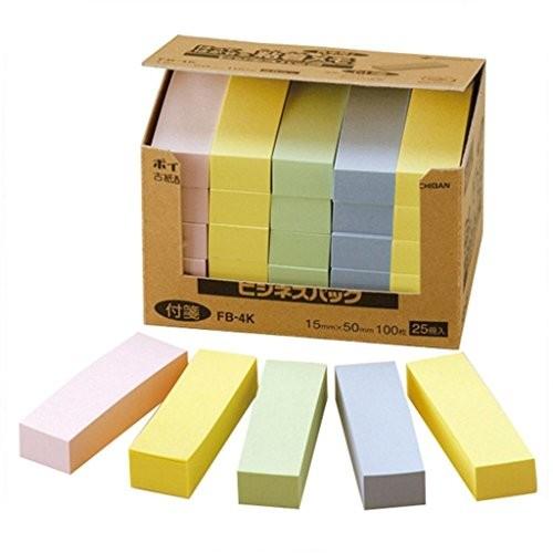 ニチバン ふせん紙 ポイントメモ 15×50mm FB-4K 混色 (FB-4K) (1箱)