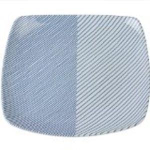 白山陶器 重ね縞 反角盛皿27×27cm 代引不可