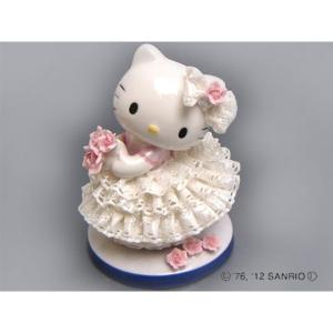 HeLLo Kitty ハローキティ レースドール/陶製人形 〔ホワイト〕 磁器 高さ14×ベース径11cm 日本製 代引不可｜rcmdse