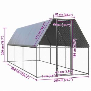vidaXL 屋外鶏小屋 2x6x2m 亜鉛メ...の詳細画像4