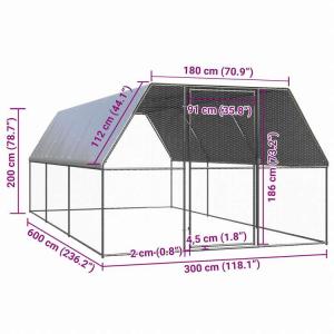 vidaXL 屋外鶏小屋 3x6x2m 亜鉛メ...の詳細画像4