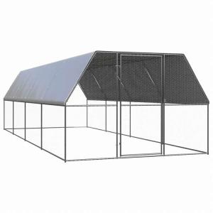 vidaXL 屋外鶏小屋 3x8x2m 亜鉛メッキ鋼製Animals Pet Supplies ペット用品 小動物用品 小動物 飼育・ケージ 代引不可