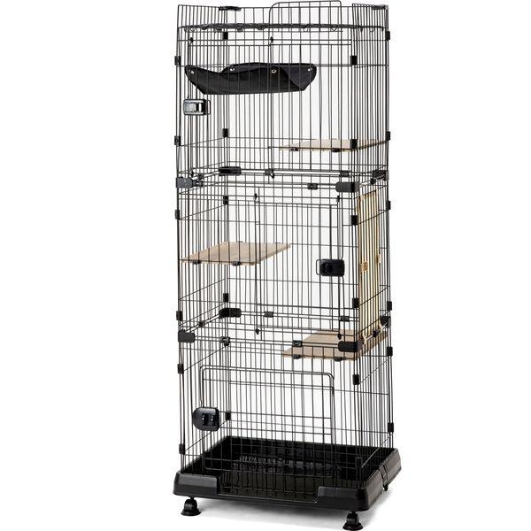 アイリスオーヤマ 猫 ケージ 3段 スターターセット 幅69cm ハンモック ルーフ キャットケージ...