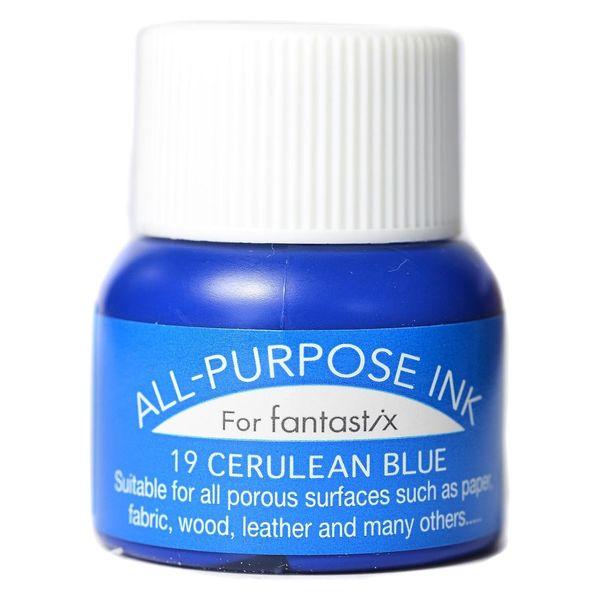 ツキネコ オールパーパスインク 多用途インク 布 皮革 紙 木材 15ml セルリアンブルー API...