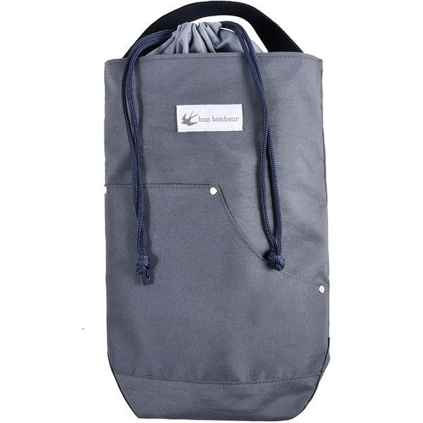 大河商事 シューズバッグ　丸洗い　薄くて丈夫　間口広め　大人も使える　巾着　ブルーグレー bon00...