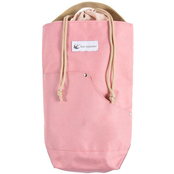 大河商事 シューズバッグ 丸洗い 薄くて丈夫 間口広め 大人も使える 巾着 ピンクベージュ bon0...
