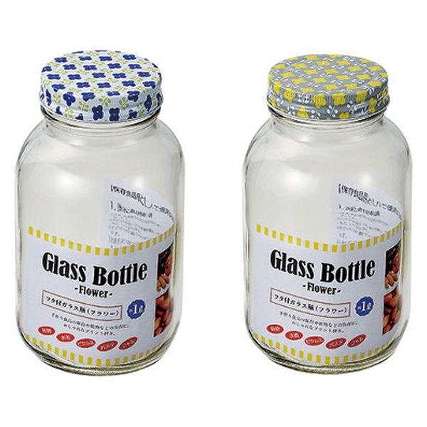 エコー金属 フタ付ガラス瓶（フラワー）１L 1249-810 1箱（6個入）（直送品）