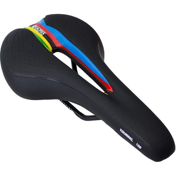 GORIX 自転車低反発サドル　ブラック×アルカンシエル GX-C19 1個（直送品）