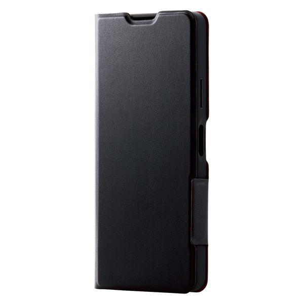 Xperia 10 IV レザーケース 手帳型 薄型 磁石付き ブラック PM-X222PLFUBK...