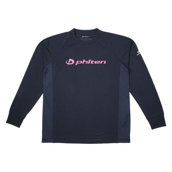 ファイテン(phiten) RAKUシャツSPORTS (SMOOTH DRY) 長袖 ネイビー×ロ...