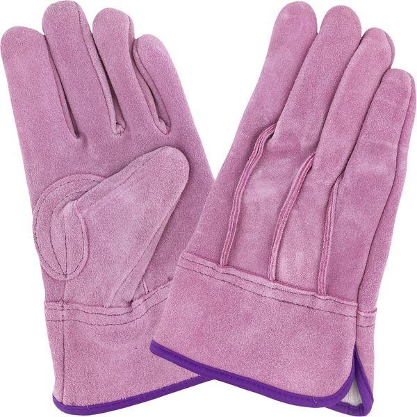 エースグローブ 作業手袋 牛革製 ピンク 女性用Sサイズ 現場系女子 AG2551 1双（直送品）