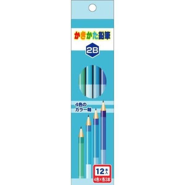 サンフレイムジャパン 4色軸のかきかた鉛筆　ブルー　2Ｂ 500-2300 1セット（5個）（直送品...
