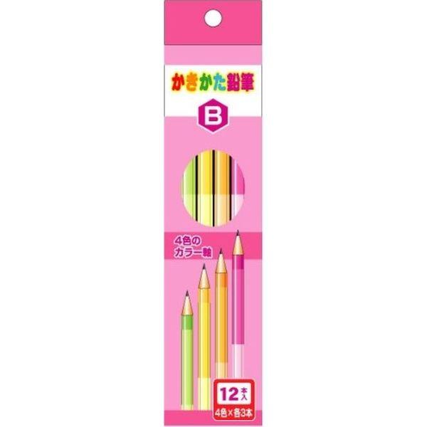 サンフレイムジャパン 4色軸のかきかた鉛筆　ピンク　Ｂ 500-2301 1セット（5個）（直送品）