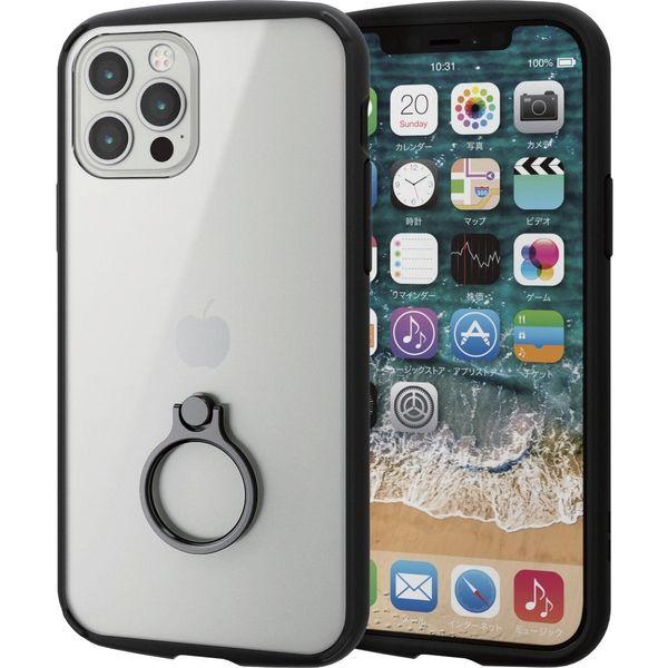 iPhone12/12Pro ケースカバー フレームカラー リング 耐衝撃 TPU クリア ブラック...