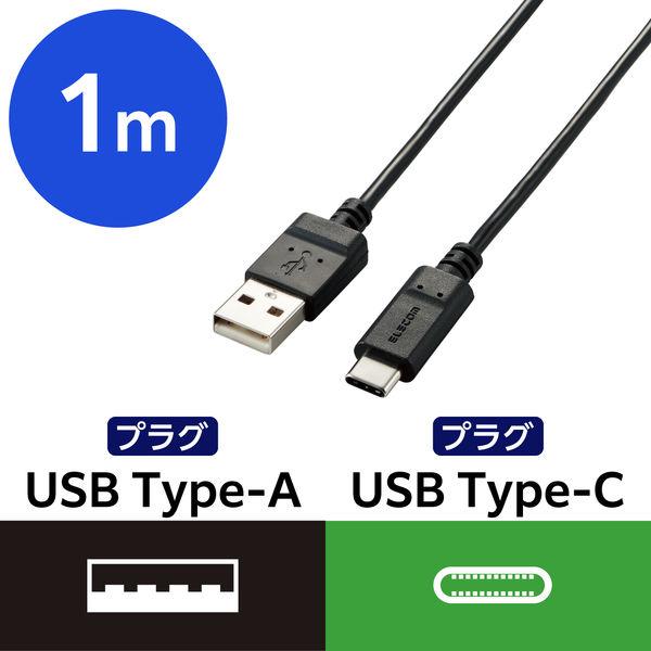USB-Cケーブル 1m まとまる形状記憶 Type-C 認証品 抗菌 スマホタブレット ブラック ...