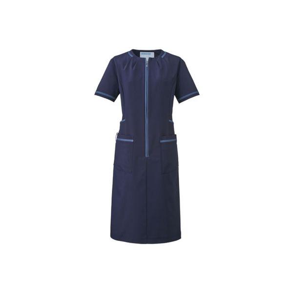 KAZEN ワンピース半袖 783-48 LL ネイビー×スモーキーブルー 1枚（直送品）