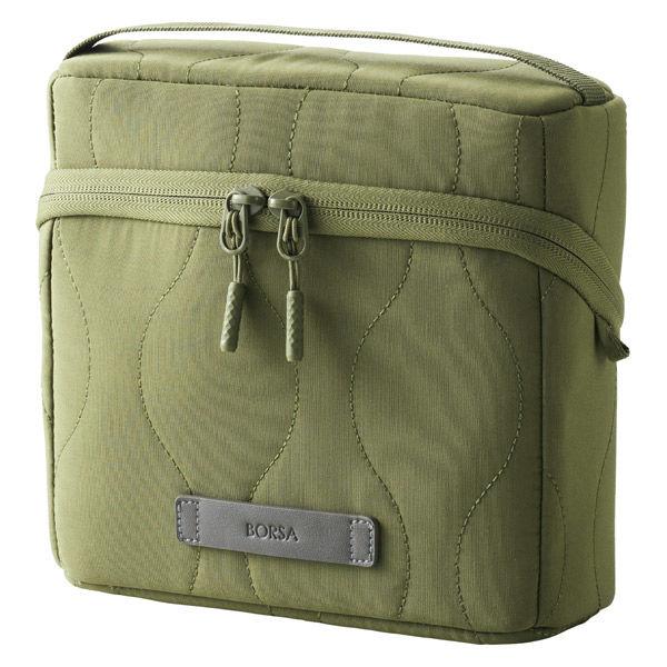 ガジェットポーチ 大容量 自立型 ハンドル付き 撥水 キルティング 小物入れ カーキ BMA-QTG...