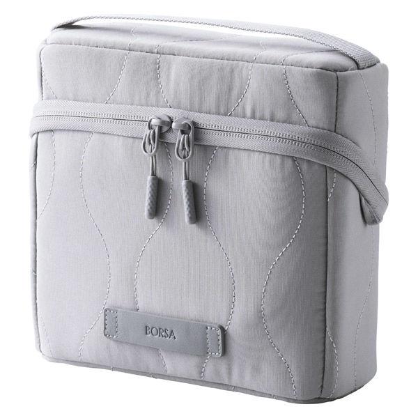 ガジェットポーチ 大容量 自立型 ハンドル付き 撥水 キルティング 小物入れ グレー BMA-QTG...