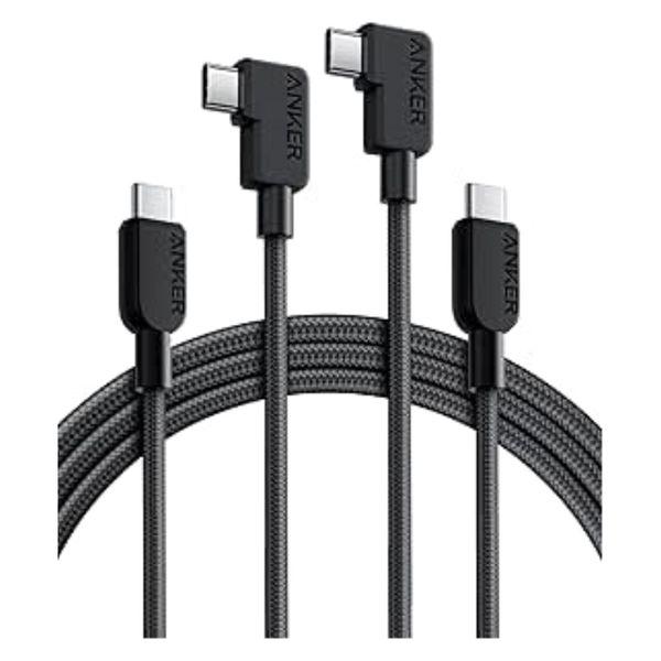 Anker USB-C ＆ USB-C ケーブル(L字 240W 高耐久ナイロン)1.8m 2本セッ...