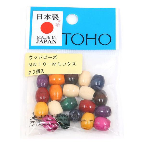 TOHO ウッドビーズ 約8×10mm ミックスカラー 20個入 NN10-M 1箱(5枚入)（直送...