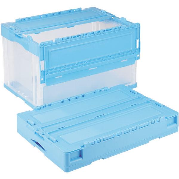 軽量折りたたみコンテナ CSS51NR 50L ブルー透明 ACCN555 1セット（10個） 岐阜...