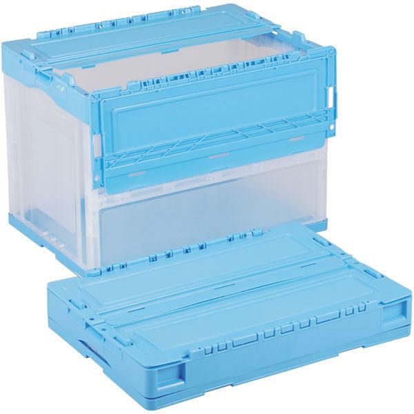 軽量折りたたみコンテナ CSS61NR 59L ブルー透明 ACCN575 1セット（10個） 岐阜...