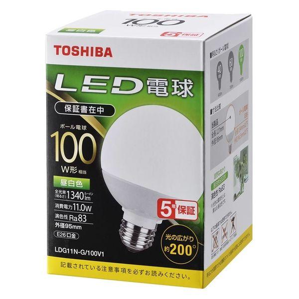 東芝 LED電球 ボール電球形 E26 100形 昼白色 LDG11N-G/100V1 16-068...