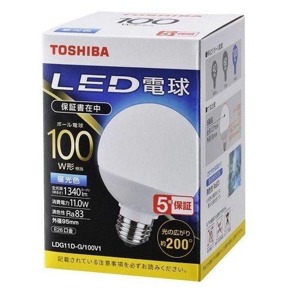 東芝 LED電球 ボール電球形 E26 100形 昼光色 LDG11D-G/100V1 16-068...