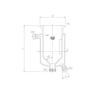 旭製作所 円錐形二重管式反応容器(45°)撹拌バッフル付 3956ー3000ーMー45CーA 1個 62-2114-61（直送品）