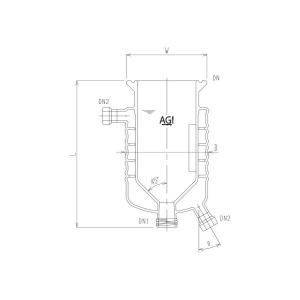 旭製作所 円錐形媒体バッフル付二重管式反応容器(45°) 撹拌バッフル付 3958ー6000ーMー45CーA 1個 62-2115-34（直送品）