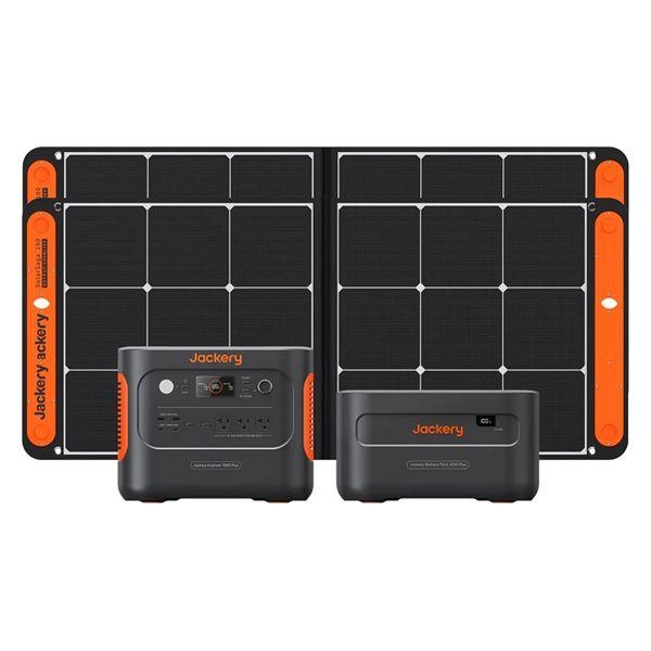 1000 Plus ポータブル電源+拡張バッテリー+ソーラー100W2枚セット JE-1000C+J...