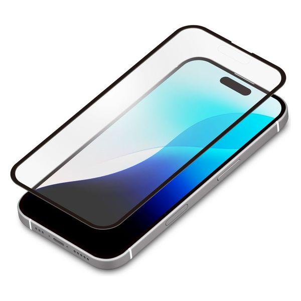PGA iPhone 16/15用 液晶全面保護ガラス 角割れ防止PETフレーム 高透明 PG-24...