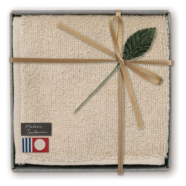 包む 今治タオル ハンカチ ギフトラッピングトレー入り ベージュ AA077 1セット(1個×2)（...