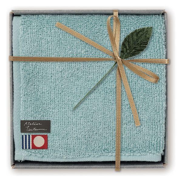 包む 今治タオル ハンカチ ギフトラッピングトレー入り ブルー AA079 1セット(1個×2)（直...