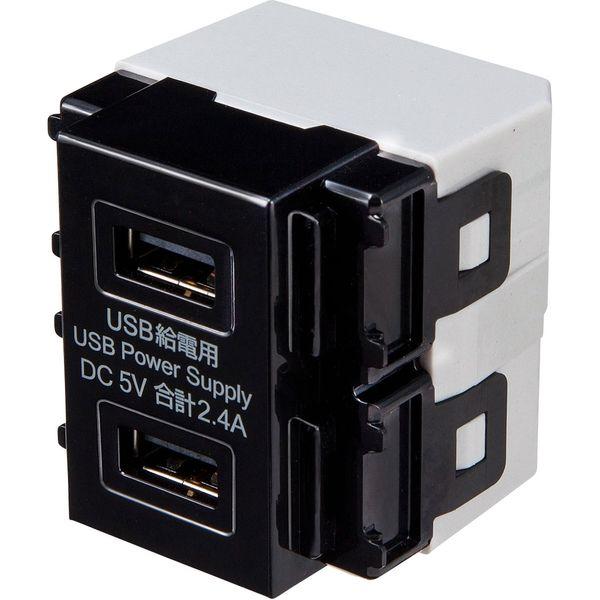 サンワサプライ USB2ポートUSB給電用コンセント　ブラック色 TAP-KJUSB2BK 1個（直...