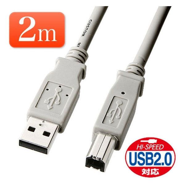USBケーブル　USB-A（オス）USB-B（オス）　2m　USB2.0　500-USB002　サン...